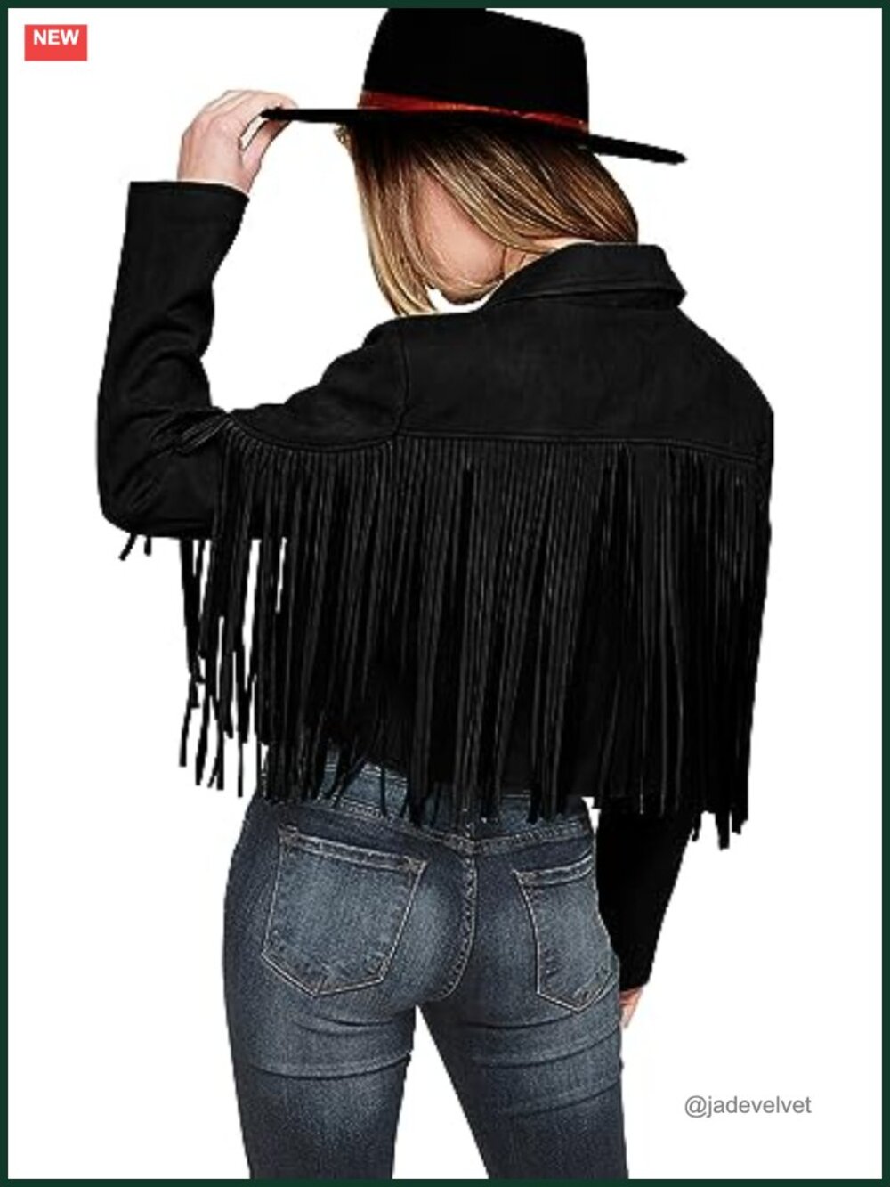 Faux Suede Fringe Cropped Moto Jacket Notch Collar Tassel